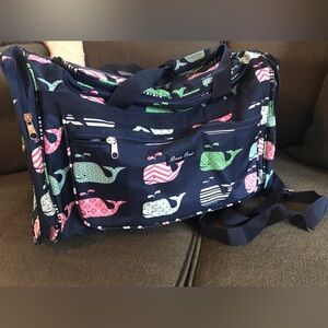 Boutique Large Whale Print Duffle Gym Weekender Bag 19”-20”X 12”X 12” Size